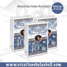 Load image into Gallery viewer, Denim &amp; Diamonds Gift Bag Template Denim and Diamonds Gift Bag Labels Printable Denim Theme Favors Bag DD1
