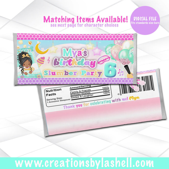 Slumber Party Candy Bar Wrapper Template Sleep Over Chocolate Bar Wrappers Printable Slumber Party Favors Digital File SP1