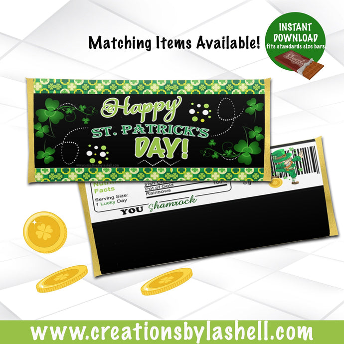 St. Patrick's Day Candy Bar Wrappers, St. Patrick's Chocolate Bar Wrappers, Candy Bar Wrappers, St. Patty's, Irish, Instant Download SP4
